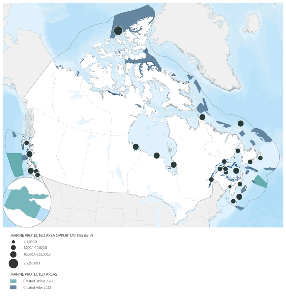 Map of Canada's oceans and their protected areas