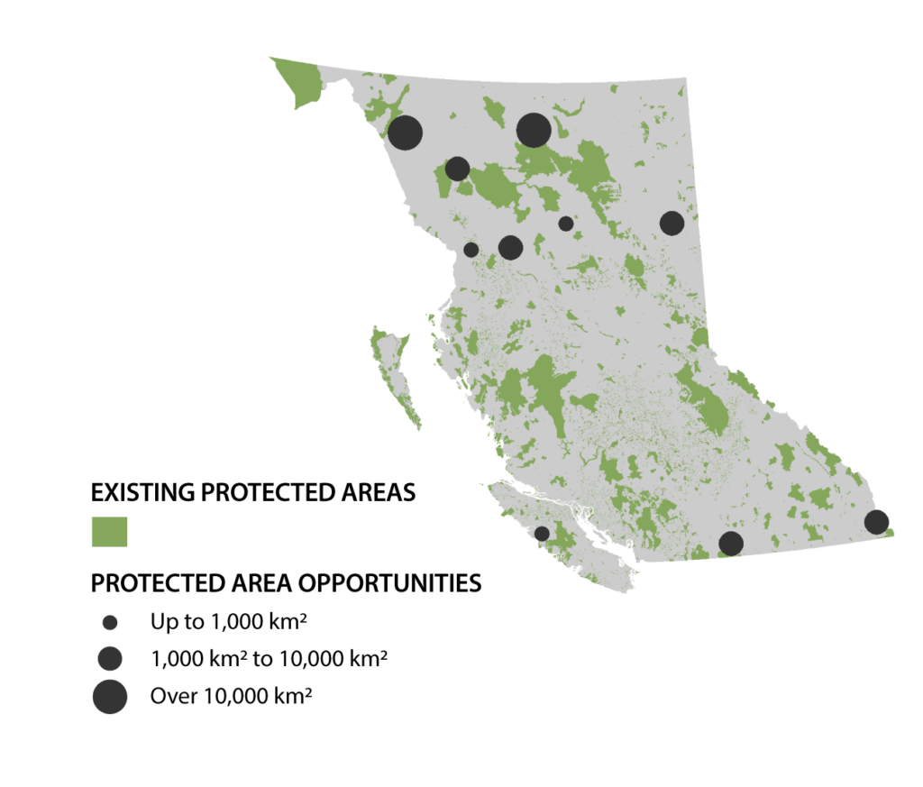Map of British-Columbia with protected areas