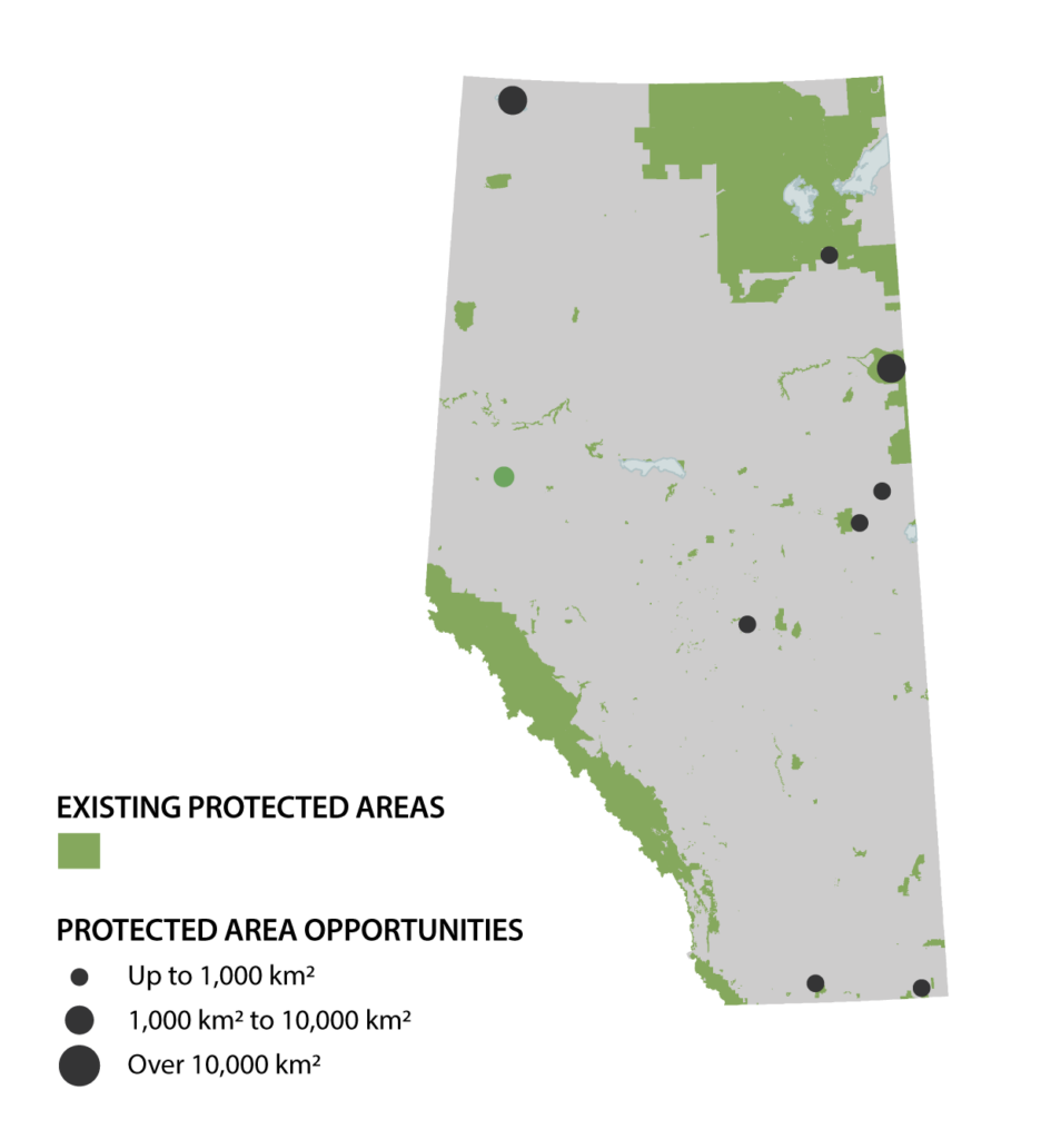 Map of Alberta with protected areas