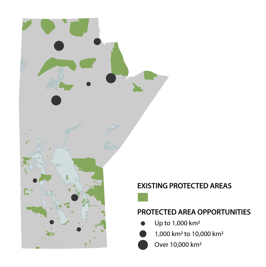 Map of Manitoba with protected areas