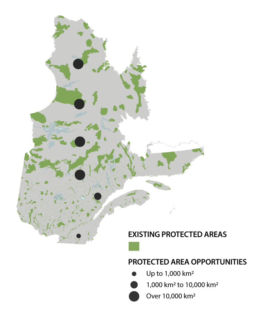 Quebec map with protected areas