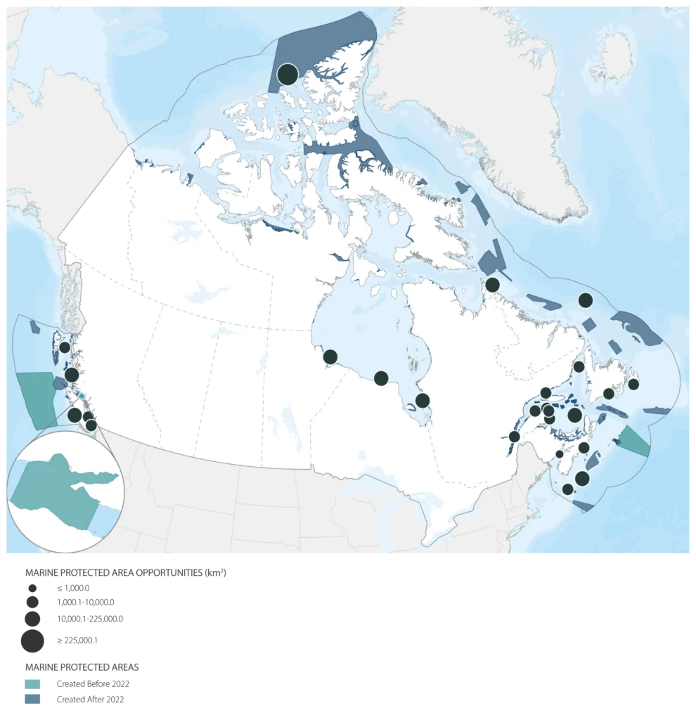 Map of marine protected areas in Canada