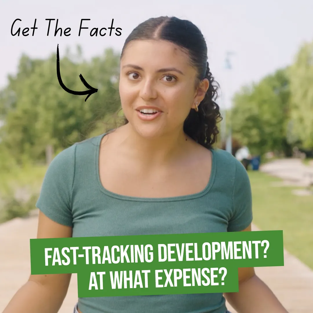 Person standing with arrow above to full video